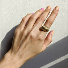 Load image into Gallery viewer, 14K Yellow Gold Etched Dome Bombé Ring in size UK N+ / US 7.5