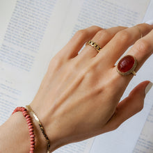 Load image into Gallery viewer, Vintage 14K Yellow Gold Carved Agate Ring in Size UK L+ / US 6