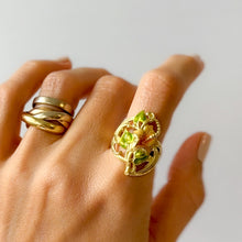 Load image into Gallery viewer, Art Nouveau 18K Yellow Gold Enamel Hibiscus Flower Ring