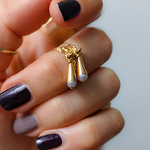 Load image into Gallery viewer, RESERVED FOR KP: 18K Rose Gold Multi Band Pearl Ring Size US 4.25 / UK H.5