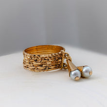 Load image into Gallery viewer, RESERVED FOR KP: 18K Rose Gold Multi Band Pearl Ring Size US 4.25 / UK H.5