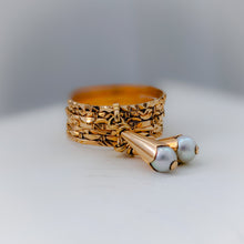 Load image into Gallery viewer, RESERVED FOR KP: 18K Rose Gold Multi Band Pearl Ring Size US 4.25 / UK H.5