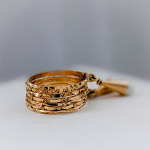 Load image into Gallery viewer, RESERVED FOR KP: 18K Rose Gold Multi Band Pearl Ring Size US 4.25 / UK H.5