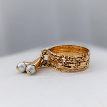 Load image into Gallery viewer, RESERVED FOR KP: 18K Rose Gold Multi Band Pearl Ring Size US 4.25 / UK H.5