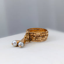 Load image into Gallery viewer, RESERVED FOR KP: 18K Rose Gold Multi Band Pearl Ring Size US 4.25 / UK H.5