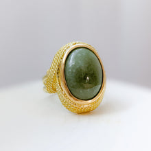 Load image into Gallery viewer, 1960s Vintage 18K Yellow Gold Jade Ring in Size UK M+ / US 6 3/4