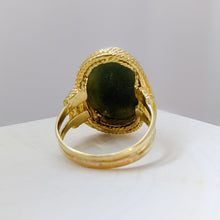 Load image into Gallery viewer, 1960s Vintage 18K Yellow Gold Jade Ring in Size UK M+ / US 6 3/4