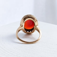 Load image into Gallery viewer, Vintage 14K Yellow Gold Carved Agate Ring in Size UK L+ / US 6