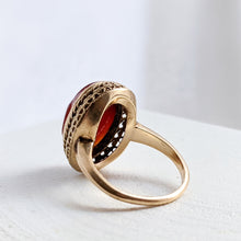 Load image into Gallery viewer, Vintage 14K Yellow Gold Carved Agate Ring in Size UK L+ / US 6