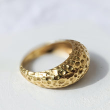 Load image into Gallery viewer, 18K Yellow Gold Hammered Domed Ring in size UK L+ / US 6