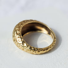 Load image into Gallery viewer, 18K Yellow Gold Hammered Domed Ring in size UK L+ / US 6