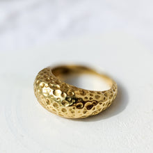Load image into Gallery viewer, 18K Yellow Gold Hammered Domed Ring in size UK L+ / US 6