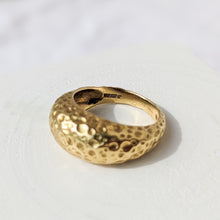 Load image into Gallery viewer, 18K Yellow Gold Hammered Domed Ring in size UK L+ / US 6