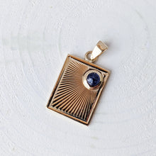 Load image into Gallery viewer, 14K Yellow Gold Engine-Turned Sapphire Sunrise Pendant