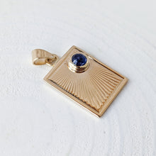 Load image into Gallery viewer, 14K Yellow Gold Engine-Turned Sapphire Sunrise Pendant