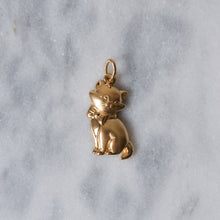 Load image into Gallery viewer, 9K Yellow Gold Cat with Bow Charm