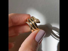 Load and play video in Gallery viewer, 18K Yellow Gold Snake Ring with Diamonds Size US 7.5 / UK P