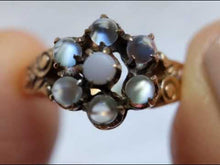 Load and play video in Gallery viewer, 10K Rose Gold Victorian Moonstone with Shell/Coral Center Stone Ring Size US 3.5 / UK G