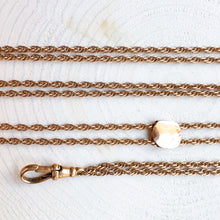 Load image into Gallery viewer, Antique 48 Inch 14K Yellow Gold Long Guard Rope Twist Chain with Slider and 8K Yellow Gold Dog Clip