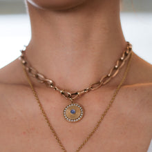 Load image into Gallery viewer, 14K Yellow Gold Engine Turned Star Sapphire and Pearls Pendant - B
