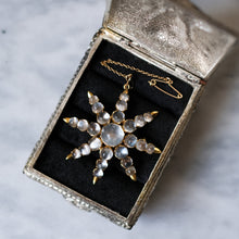 Load image into Gallery viewer, Victorian 15K Yellow Gold Starburst Moonstone Brooch
