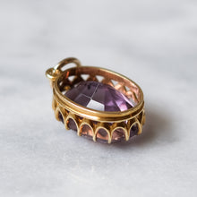 Load image into Gallery viewer, Vintage 9K Yellow Gold Oval Faceted Amethyst Pendant
