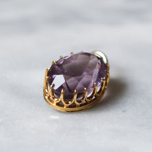 Load image into Gallery viewer, Vintage 9K Yellow Gold Oval Faceted Amethyst Pendant
