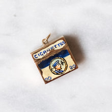 Load image into Gallery viewer, Vintage 9K Yellow Gold Enamel Players Navy Cut Cigarette Box Charm
