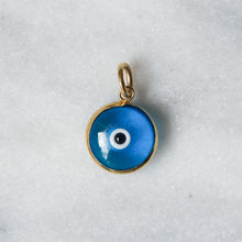 Load image into Gallery viewer, 14K Yellow Gold Blue Glass Evil Eye Charm
