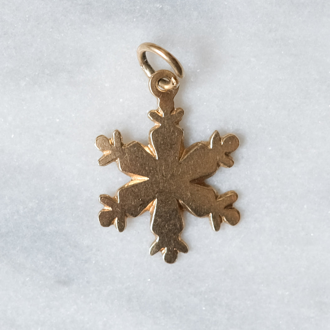 Vintage 9K Yellow Gold Snowflake Charm loop