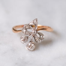 Load image into Gallery viewer, Antique Belle Epoque 14K Rose Gold and Platinum Diamond Bow Ring
