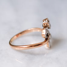 Load image into Gallery viewer, Antique Belle Epoque 14K Rose Gold and Platinum Diamond Bow Ring
