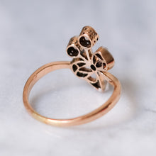 Load image into Gallery viewer, Antique Belle Epoque 14K Rose Gold and Platinum Diamond Bow Ring
