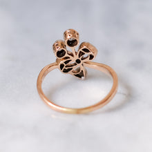 Load image into Gallery viewer, Antique Belle Epoque 14K Rose Gold and Platinum Diamond Bow Ring
