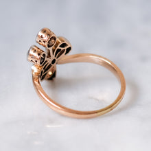 Load image into Gallery viewer, Antique Belle Epoque 14K Rose Gold and Platinum Diamond Bow Ring
