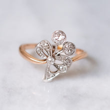 Load image into Gallery viewer, Antique Belle Epoque 14K Rose Gold and Platinum Diamond Bow Ring
