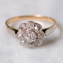 Load image into Gallery viewer, Antique 14K Yellow and White Gold Diamond Daisy Cluster Ring
