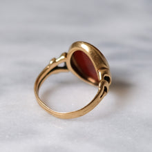 Load image into Gallery viewer, Antique 14K Yellow Gold Unicorn Agate Intaglio Signet Ring
