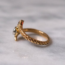 Load image into Gallery viewer, Art Deco 14K Yellow Gold Diamond and Ruby Toi et Moi Snake Ring
