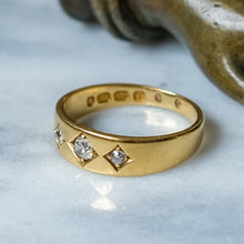 Load image into Gallery viewer, Antique 18K Yellow Gold 3-Stone Diamond Trilogy Ring
