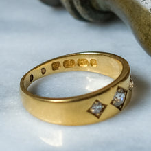 Load image into Gallery viewer, Antique 18K Yellow Gold 3-Stone Diamond Trilogy Ring
