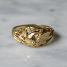 Load image into Gallery viewer, 14K Yellow Gold Swan with Flower Ring 6.96g
