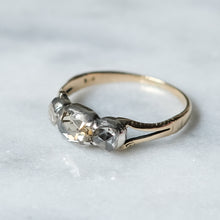 Load image into Gallery viewer, 14K Yellow Gold with Silver 3-Stone Rose-Cut Diamond Ring
