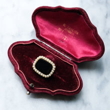 Load image into Gallery viewer, Victorian Early 19th Century 14K Onyx and Seed Pearl Mourning Brooch
