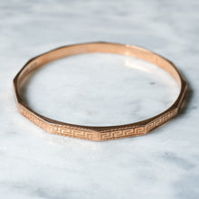 Load image into Gallery viewer, Vintage 9K Rose Gold Greek Key Bangle
