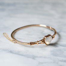 Load image into Gallery viewer, Antique Victorian 15K Rose Gold Cabochon Heart Moonstone Bangle
