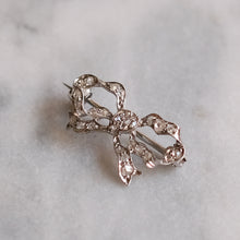 Load image into Gallery viewer, Edwardian / Belle Epoque Platinum Rose-Cut Diamond Bow Brooch
