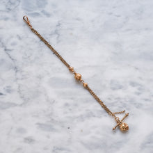 Load image into Gallery viewer, Victorian 9K Rose Gold Albertina Watch Chain with Repousse Heart and Floral Ball and T-Bar
