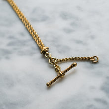 Load image into Gallery viewer, Victorian 15K Yellow Gold Albertina Watch Chain with Textured Ball and T-Bar
