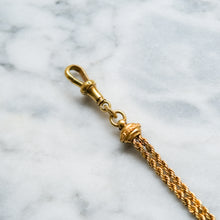 Load image into Gallery viewer, Victorian 15K Yellow Gold Albertina Watch Chain with Textured Ball and T-Bar
